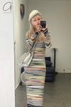 SWAYING/KNIT Crochet Striped Long Skirt SW22AW2L19 Green